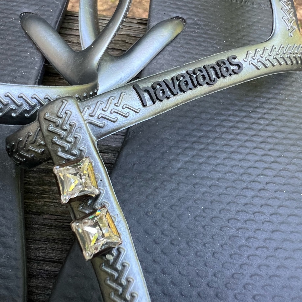 Havianas silver straps with rhinestone sandals sz 9/10 39-40 - Picture 5 of 10